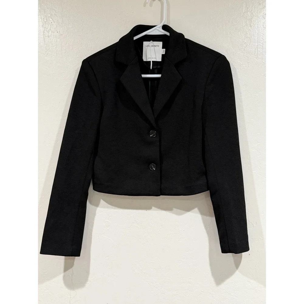 Love Bonito Women Black Long Sleeve Cropped Blazer Jacket Size US 0 XXS